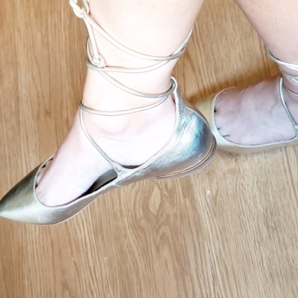 Zara Strappy Flats (Gold)